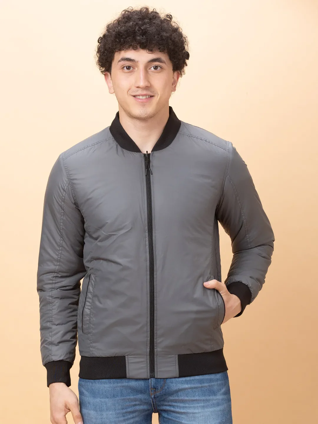 Black Regular Fit Men's Jacket by Being Human Clothing - Image 7