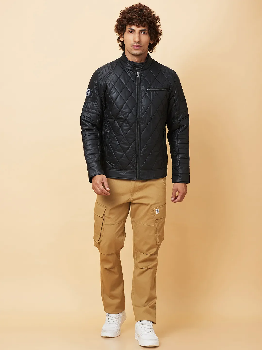 Black Regular Fit Men's Jacket by Being Human Clothing - Image 2