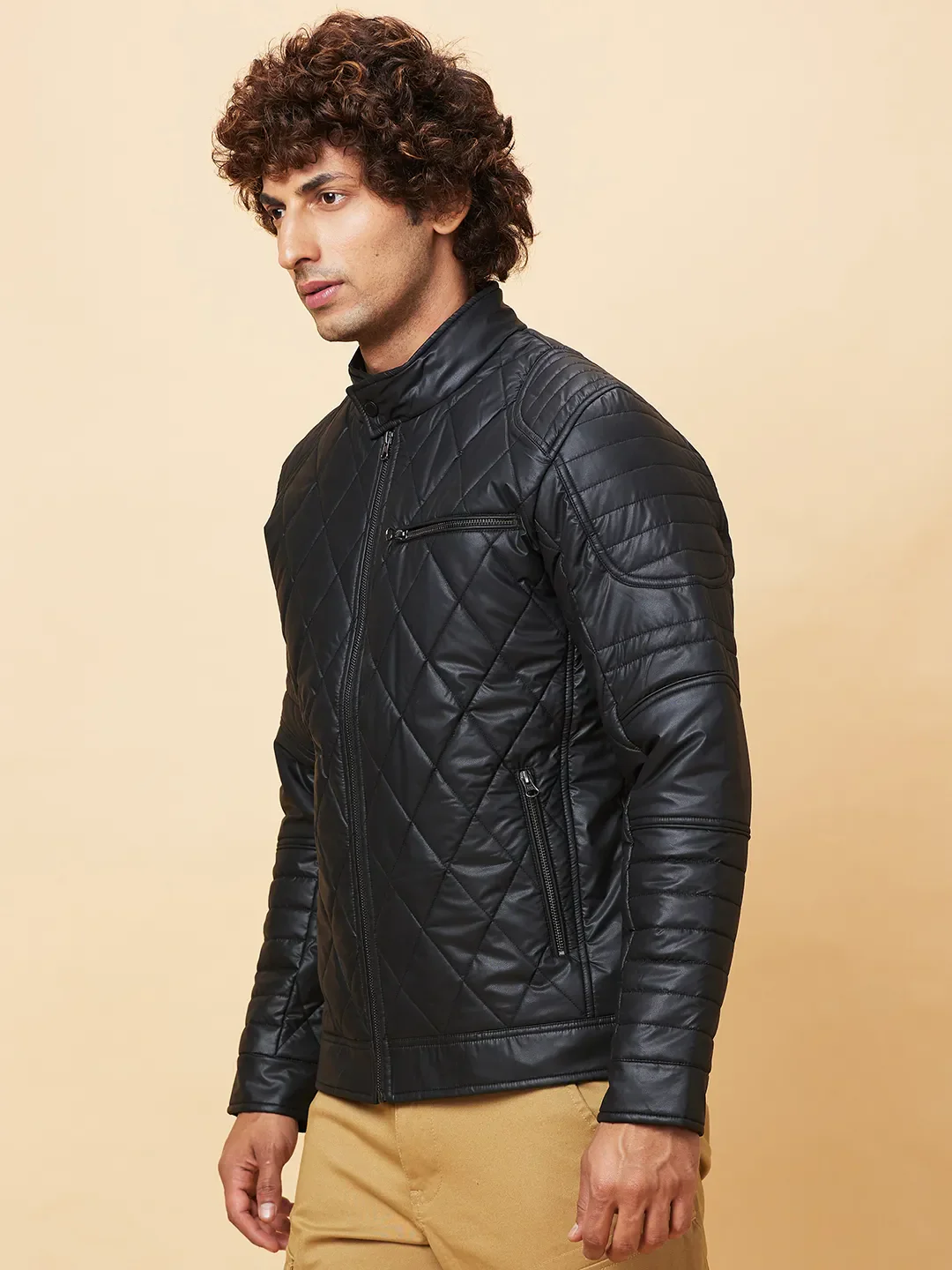 Black Regular Fit Men's Jacket by Being Human Clothing - Image 4