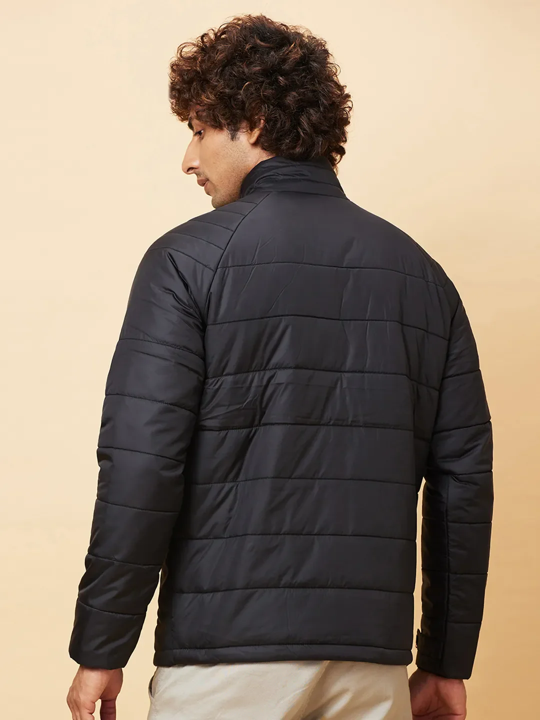 Black Regular Fit Long Sleeves Men's Jacket by Being Human Clothing - Image 3