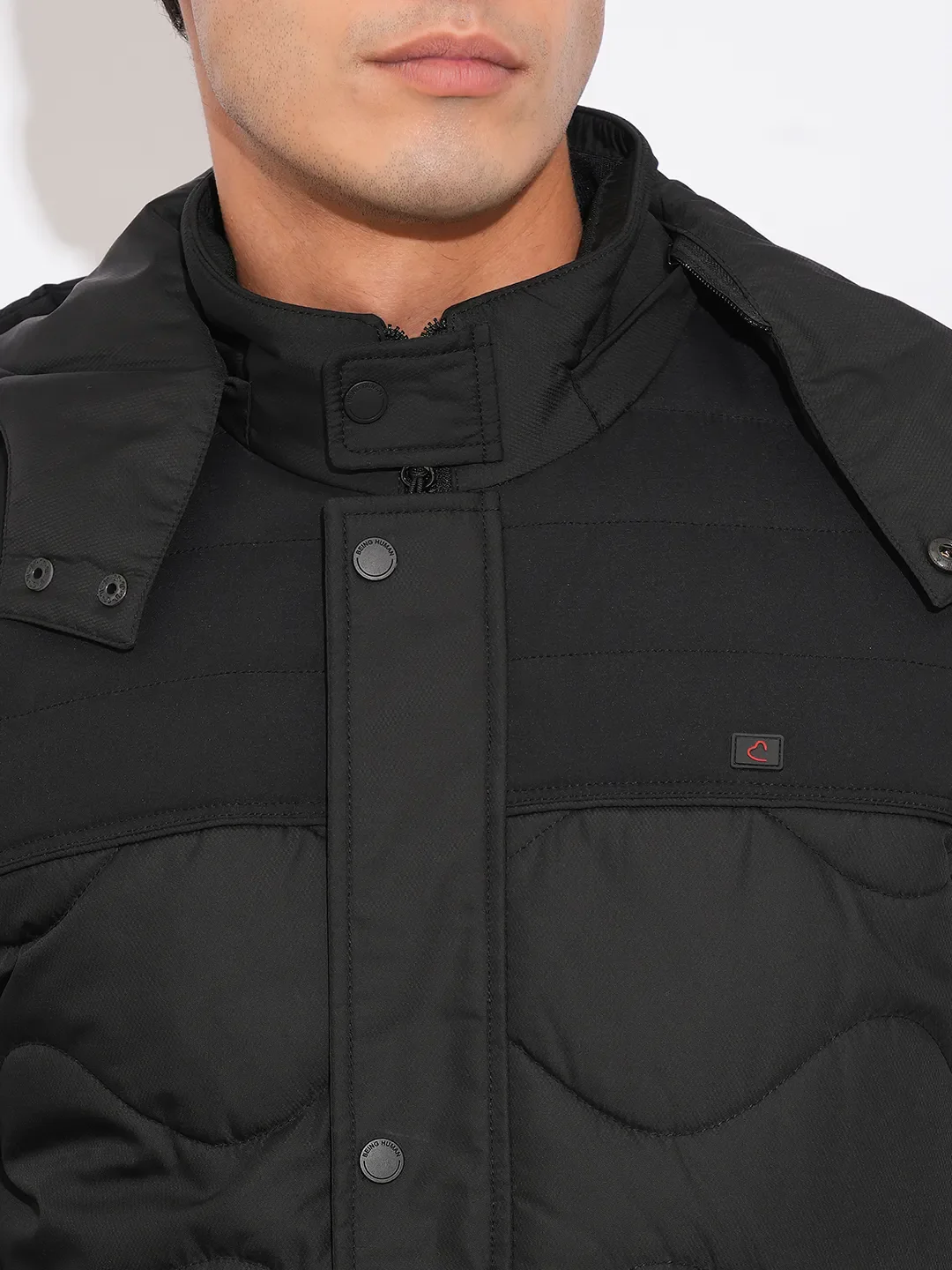Black Regular Fit Men's Jacket by Being Human Clothing - Image 5