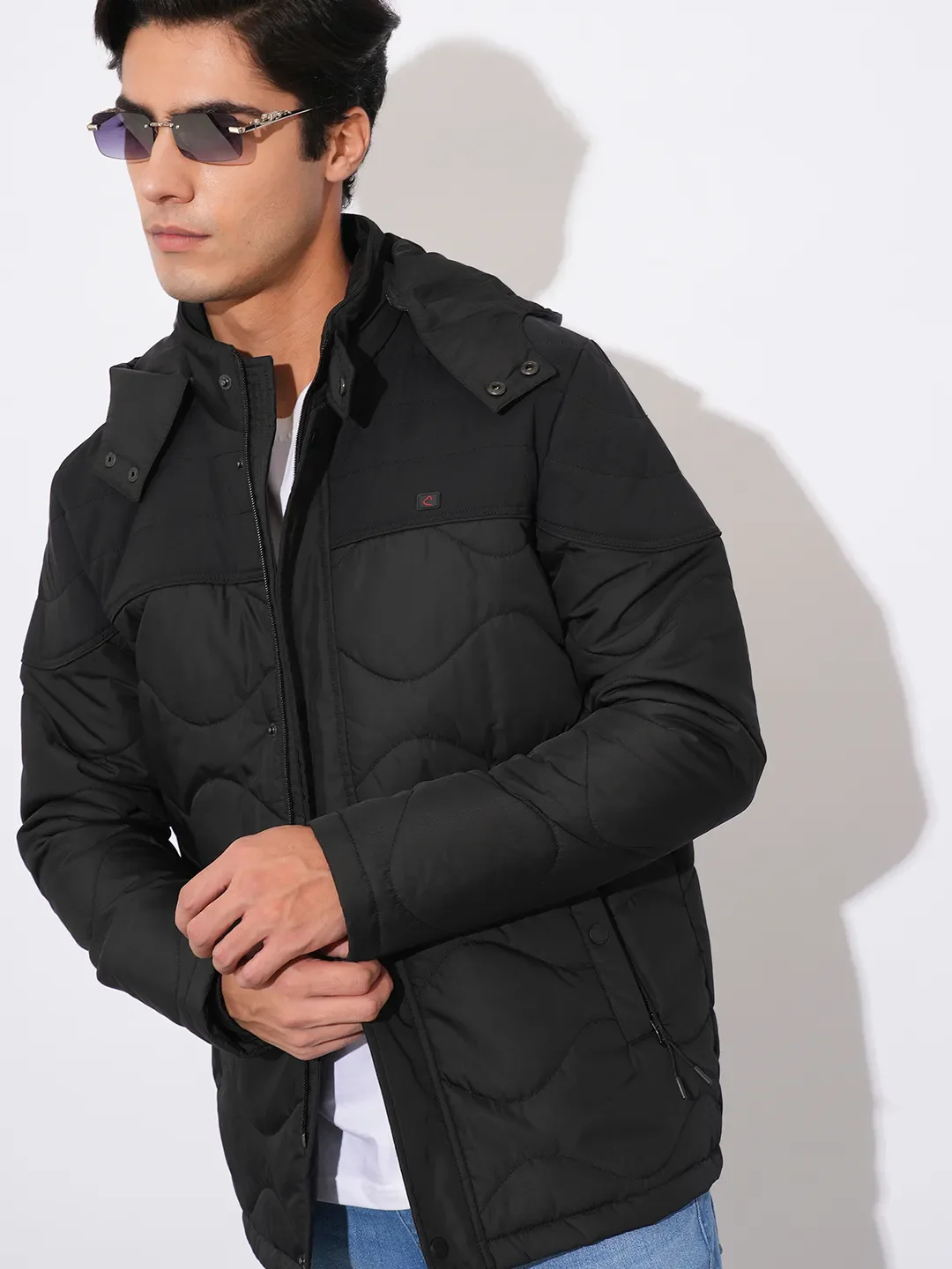 Black Regular Fit Men's Jacket by Being Human Clothing - Image 6