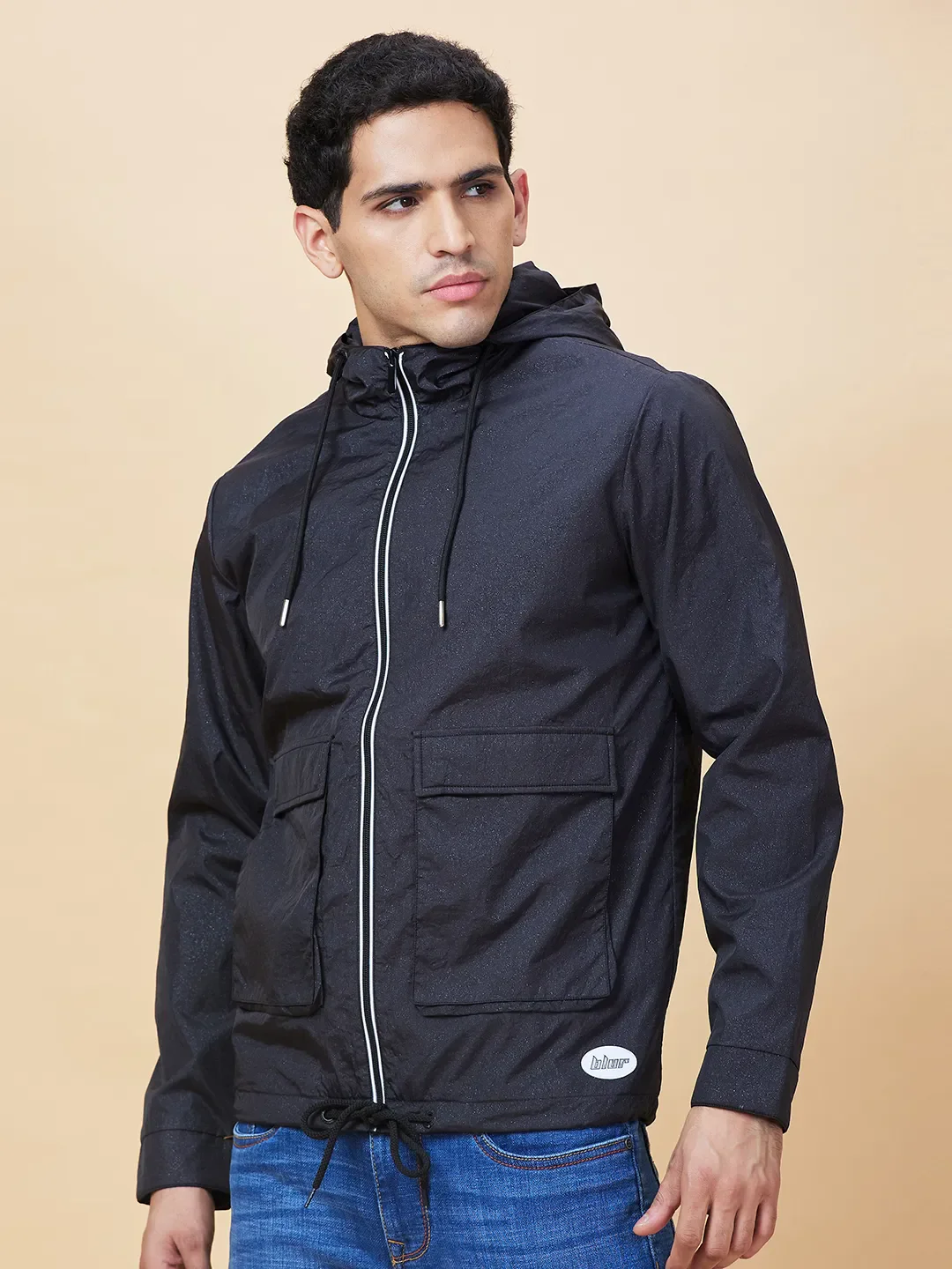 Black Regular Fit Men's Jacket by Being Human Clothing - Image 4