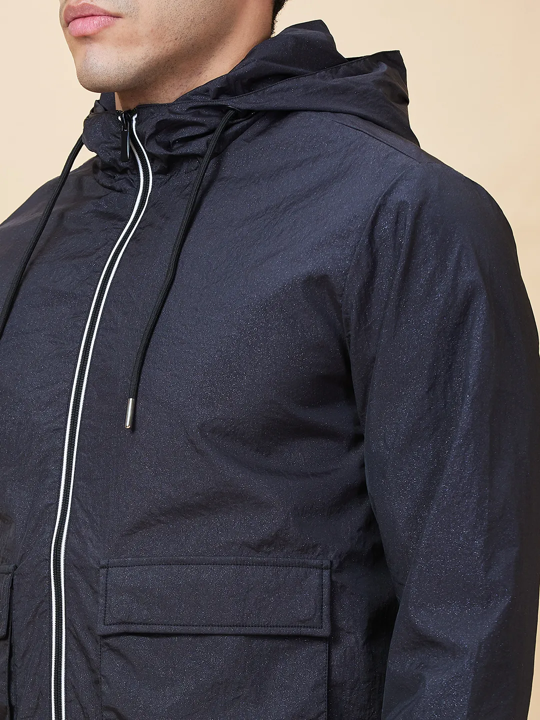 Black Regular Fit Men's Jacket by Being Human Clothing - Image 5