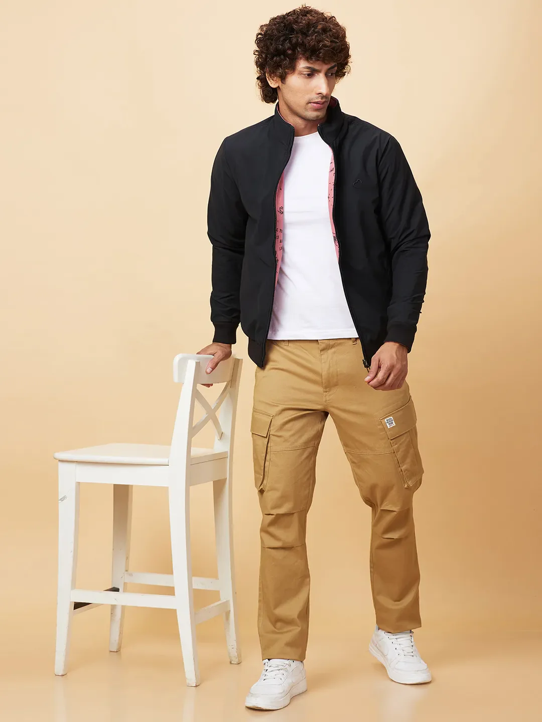 Black Regular Fit Men's Jacket by Being Human Clothing - Image 6