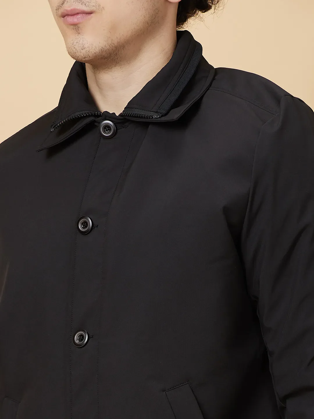Black Regular Fit Long Sleeves Men's Jacket by Being Human Clothing - Image 5