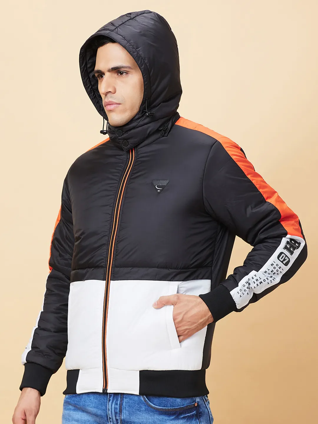 Black Regular Fit Men's Jacket by Being Human Clothing - Image 4