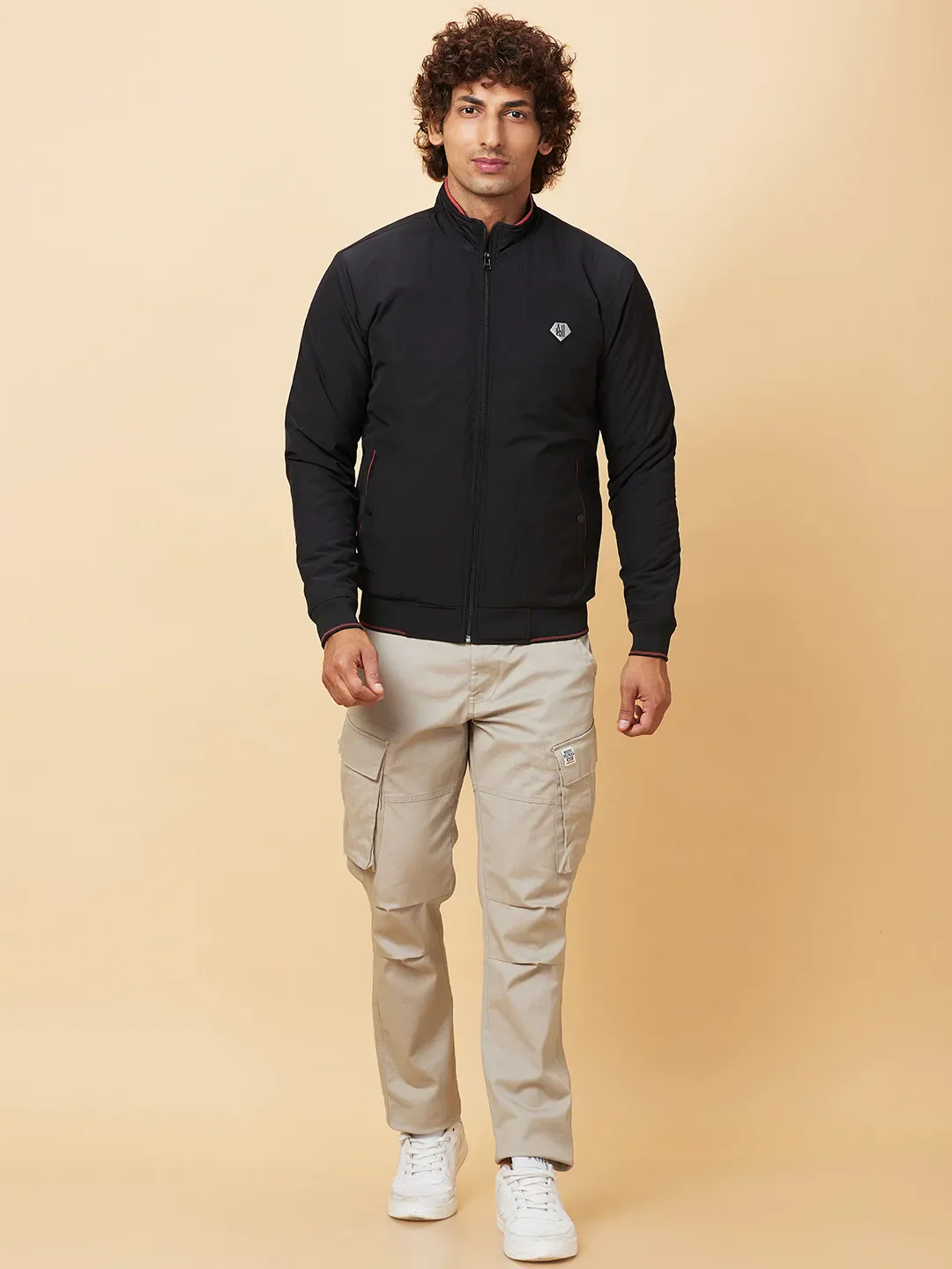 Black Regular Fit Men's Jacket by Being Human Clothing - Image 2