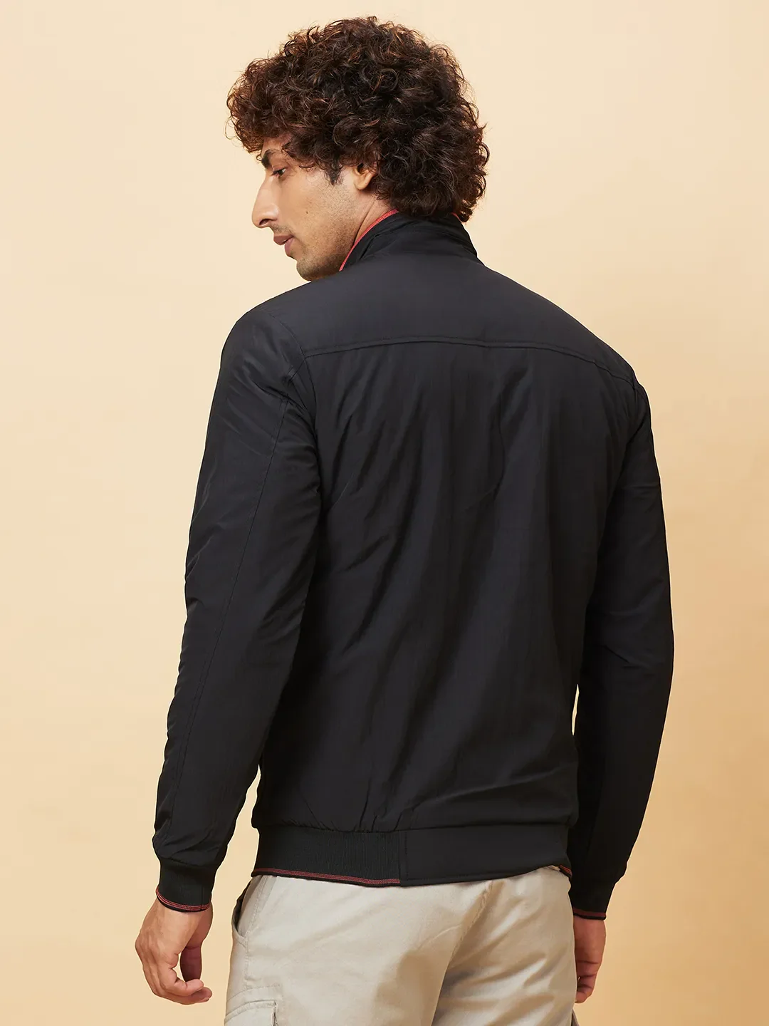 Black Regular Fit Men's Jacket by Being Human Clothing - Image 3
