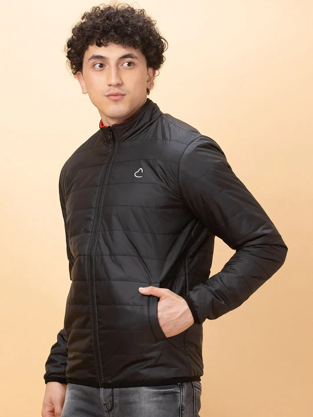 Black & Red Regular Fit Men's Reversible Jacket by Being Human Clothing - Image 4