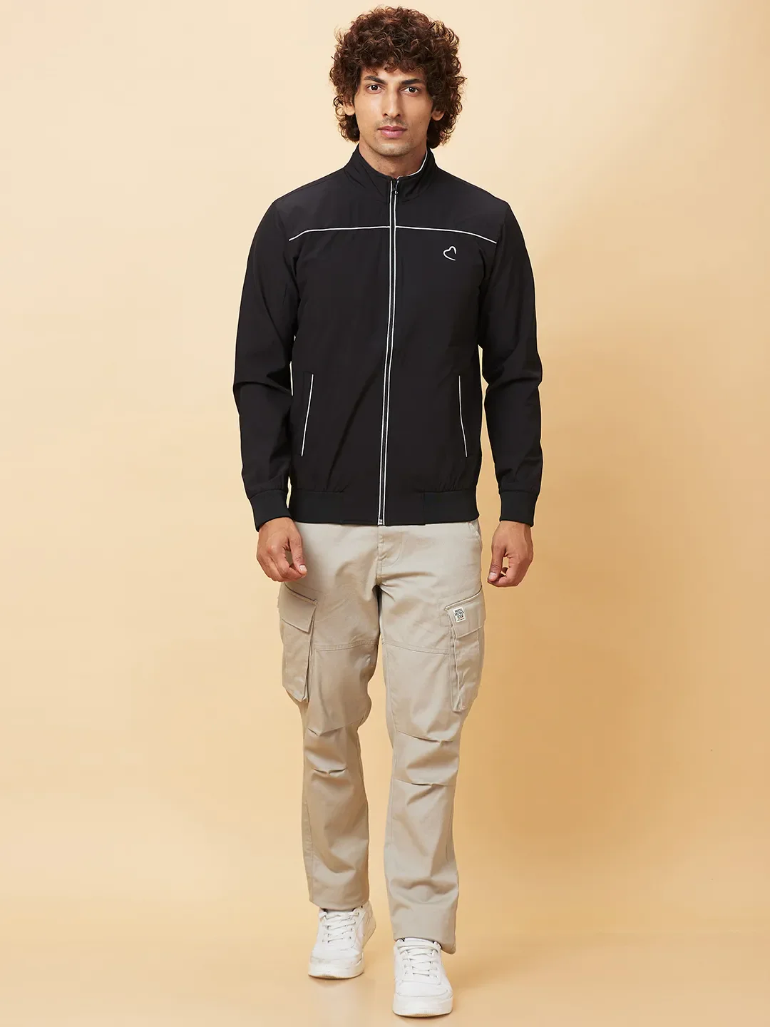Black Regular Fit Men's Jacket by Being Human Clothing - Image 2