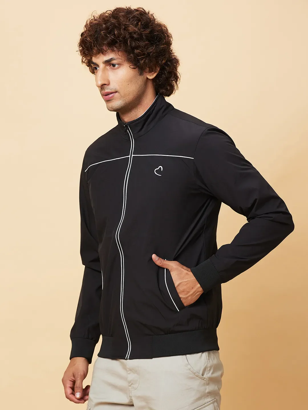 Black Regular Fit Men's Jacket by Being Human Clothing - Image 4