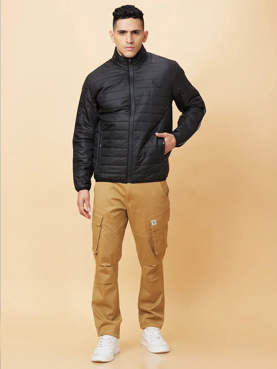Black Regular Fit Men's Jacket by Being Human Clothing - Image 2