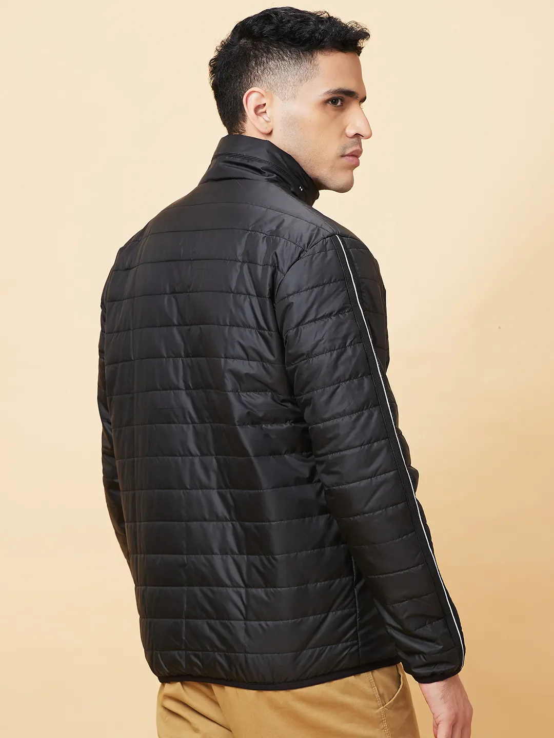 Black Regular Fit Men's Jacket by Being Human Clothing - Image 3