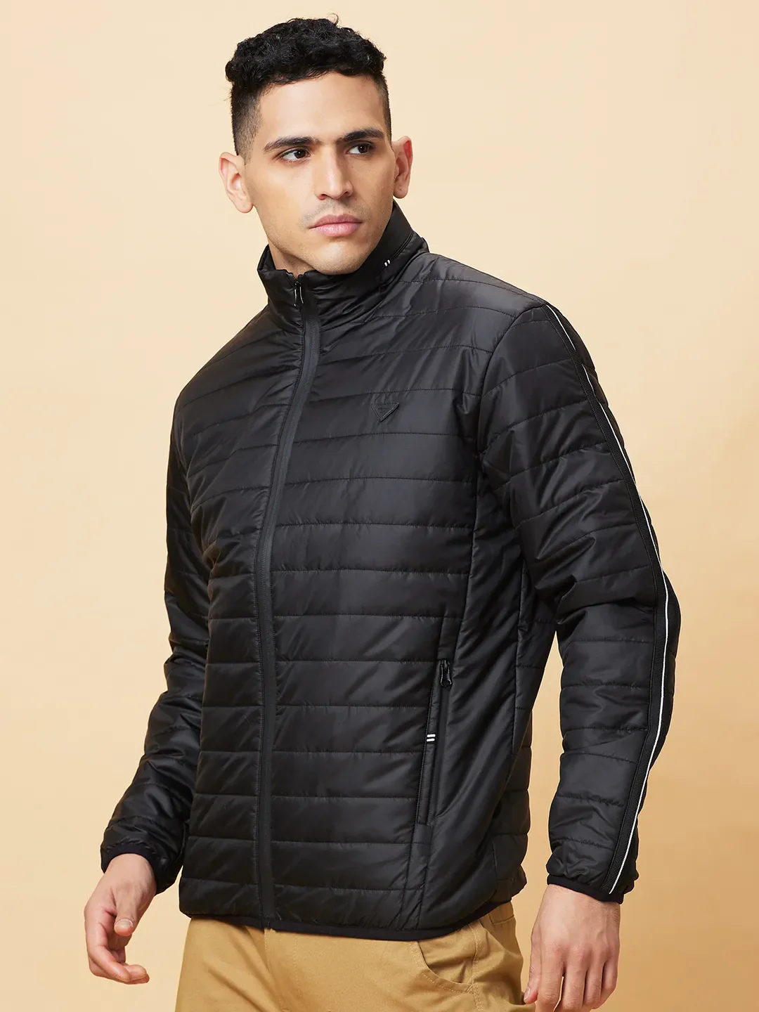 Black Regular Fit Men's Jacket by Being Human Clothing - Image 4