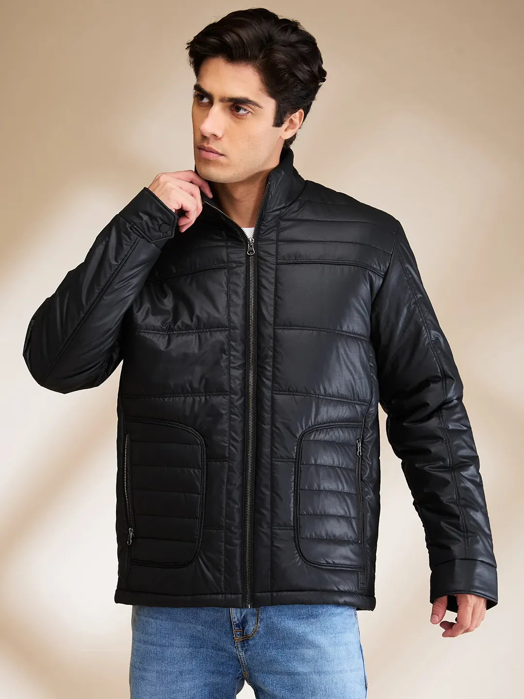 Black Regular Fit Long Sleeves Men's Jacket by Being Human Clothing
