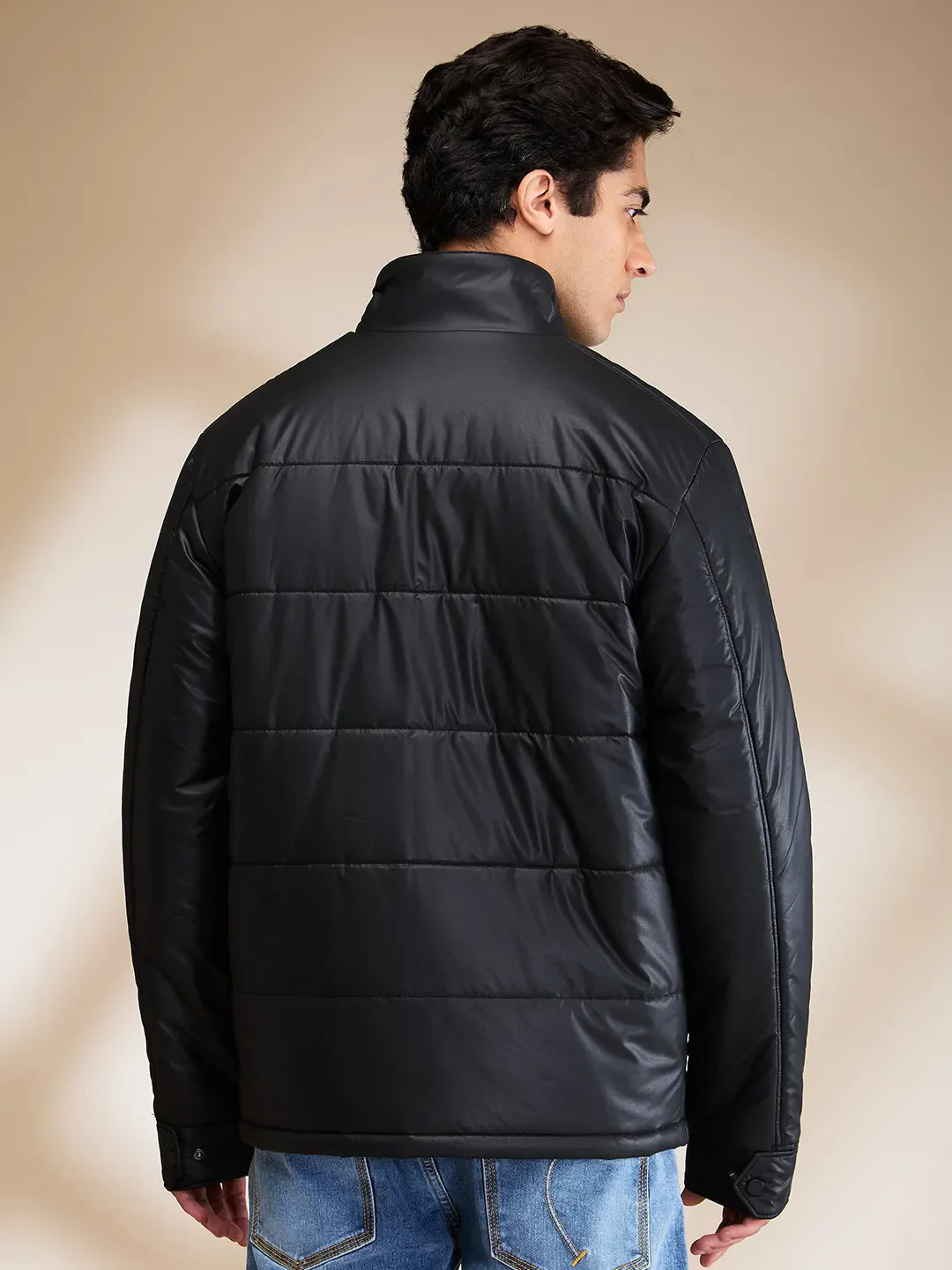 Black Regular Fit Long Sleeves Men's Jacket by Being Human Clothing - Image 3