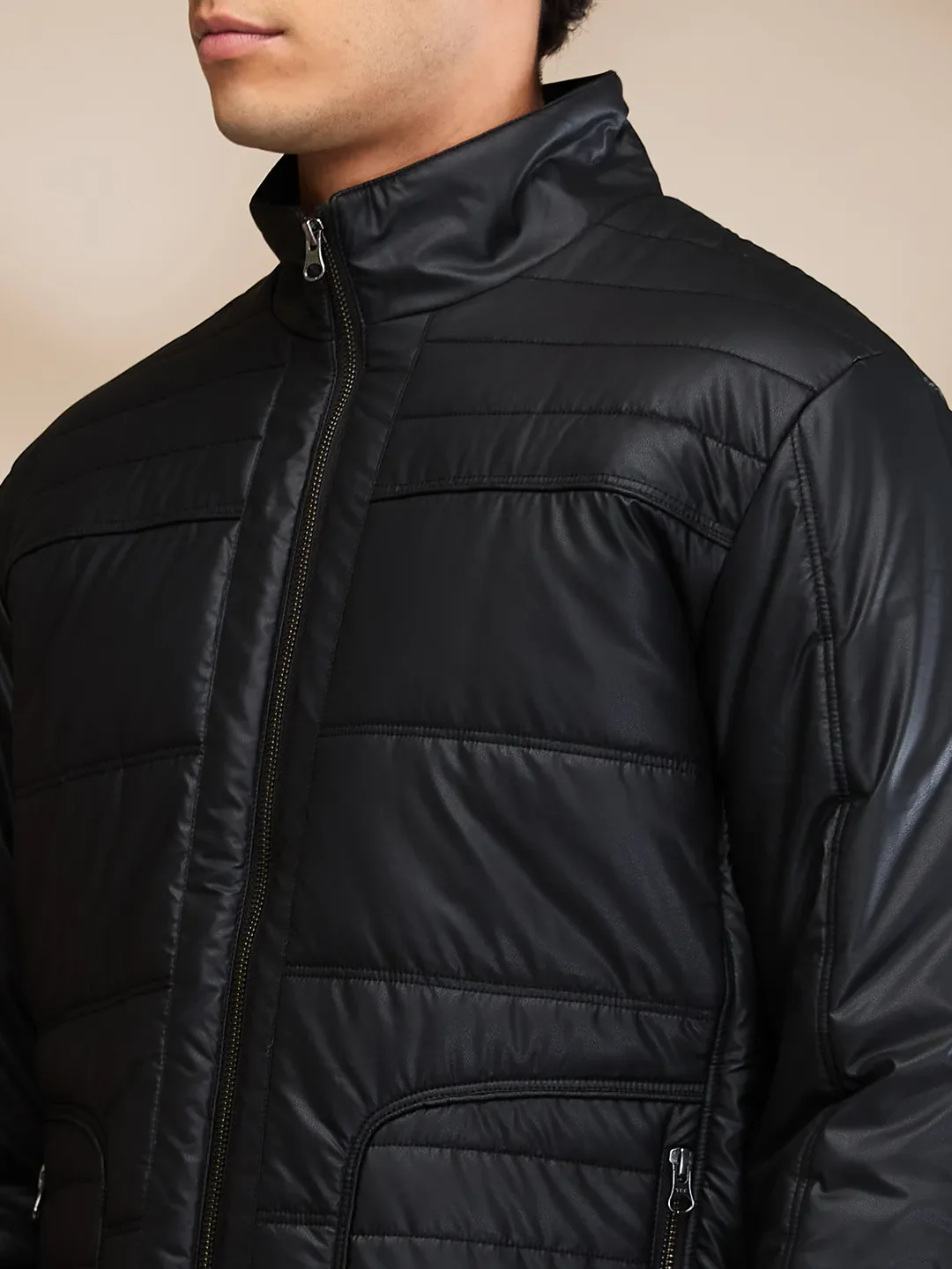 Black Regular Fit Long Sleeves Men's Jacket by Being Human Clothing - Image 5