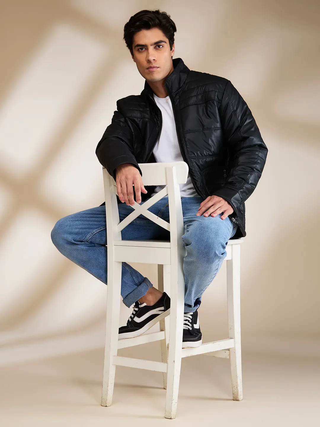 Black Regular Fit Long Sleeves Men's Jacket by Being Human Clothing - Image 6