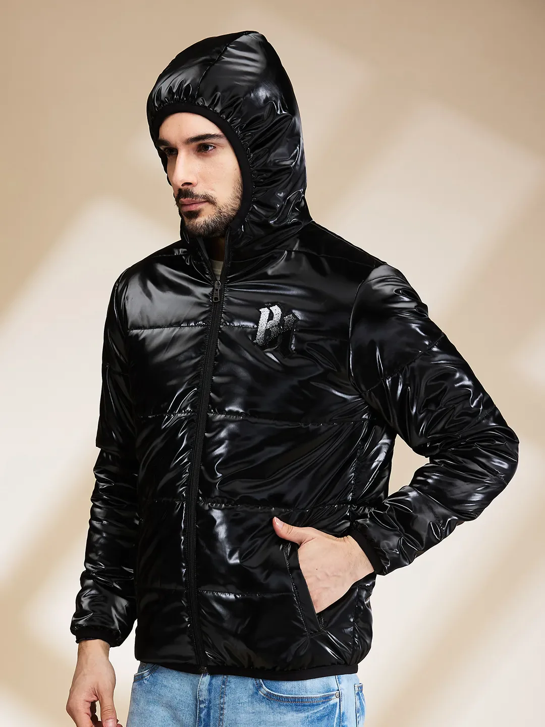 Black Regular Fit Long Sleeves Men's Jacket by Being Human Clothing - Image 7