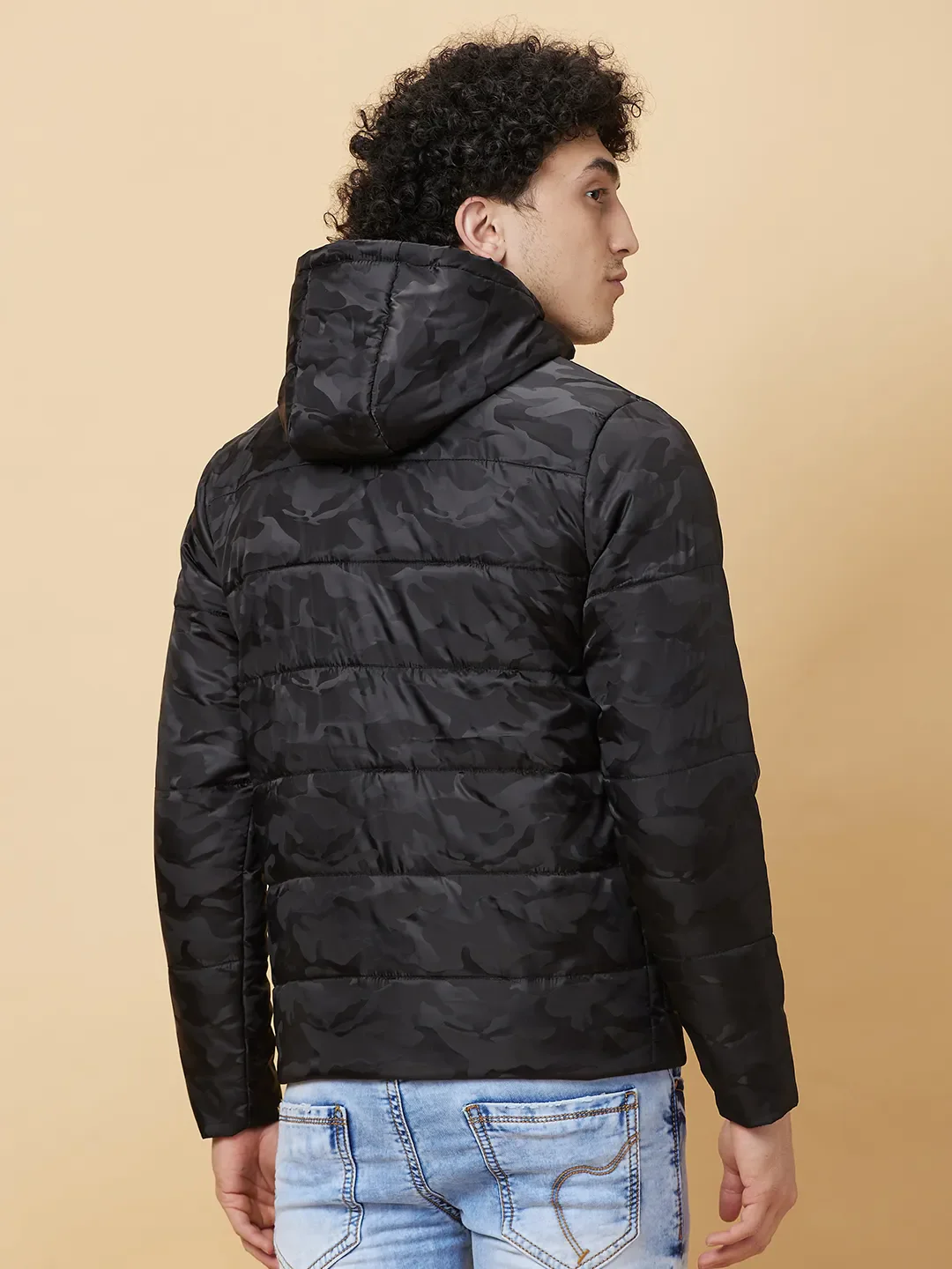 Black Regular Fit Men's Jacket by Being Human Clothing - Image 3