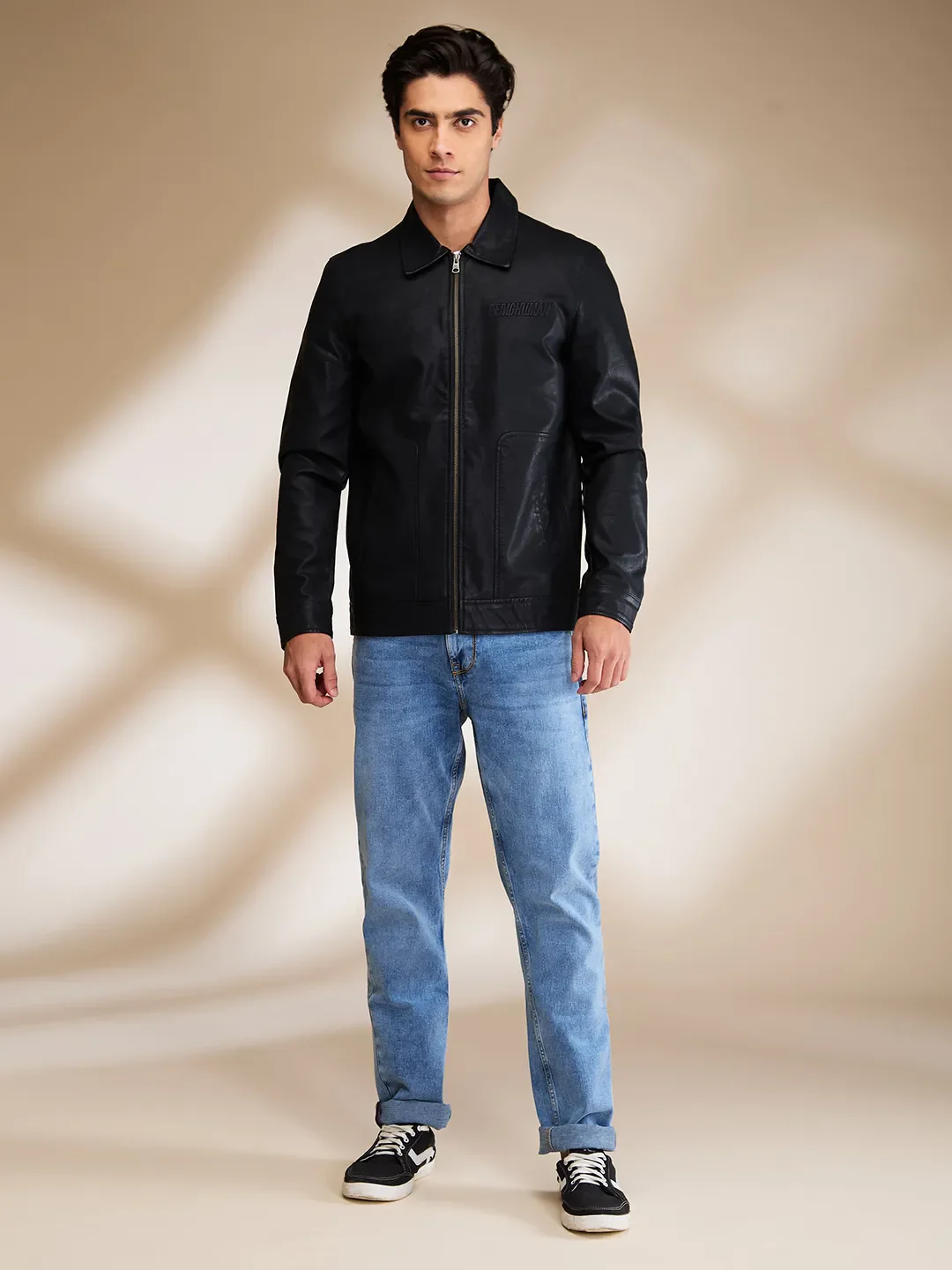 Black Regular Fit Long Sleeves Men's Jacket by Being Human Clothing - Image 2
