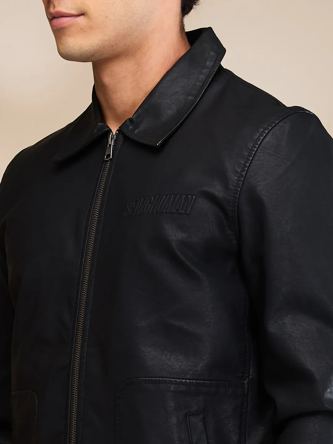 Black Regular Fit Long Sleeves Men's Jacket by Being Human Clothing - Image 5