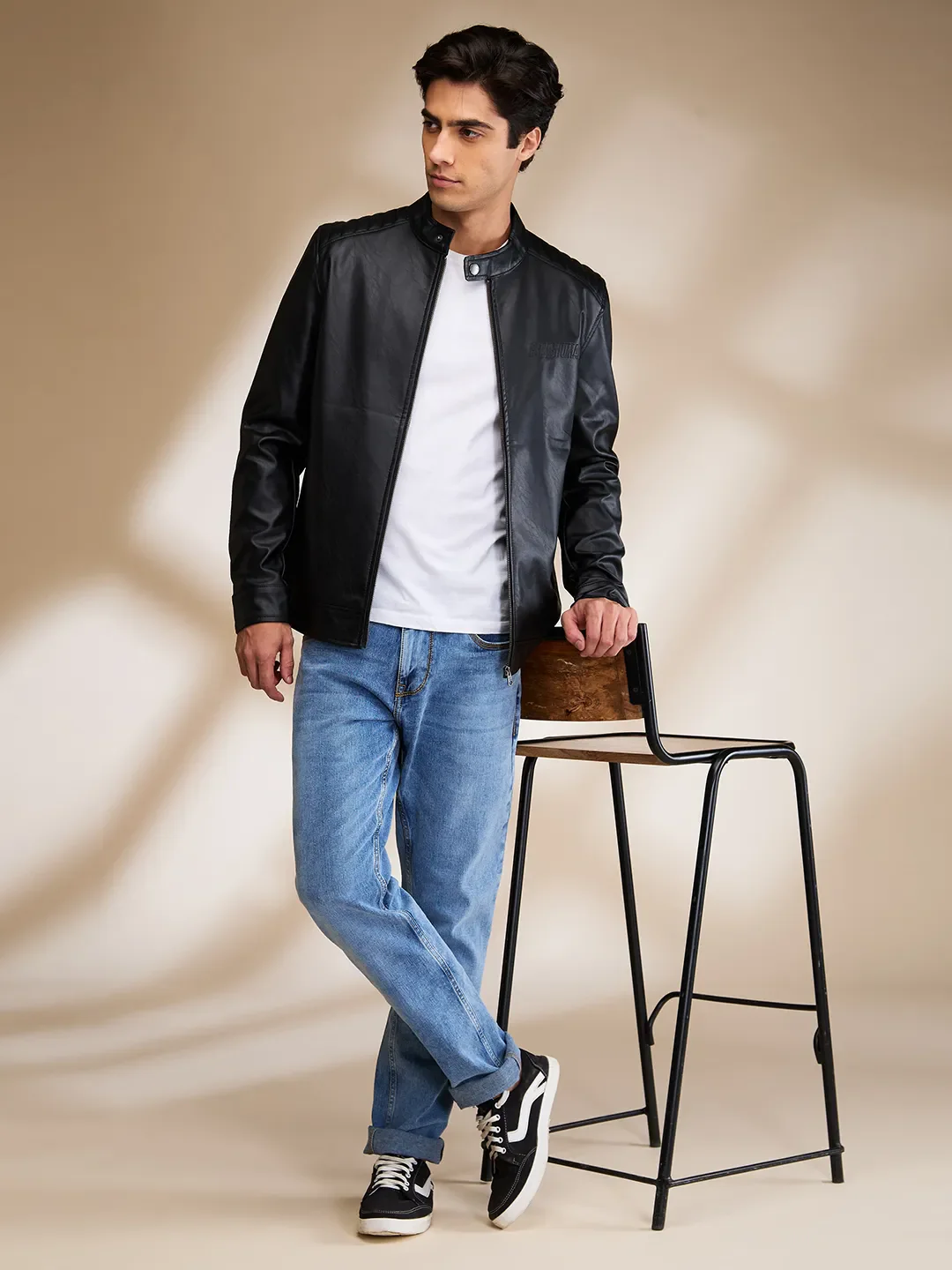 Black Regular Fit Men's Jacket by Being Human Clothing - Image 6