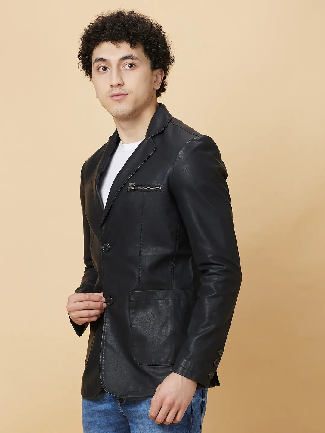 Black Regular Fit Long Sleeves Men's Jacket by Being Human Clothing - Image 4