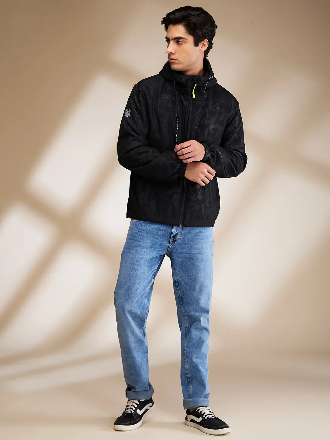 Black Regular Fit Men's Jacket by Being Human Clothing - Image 2