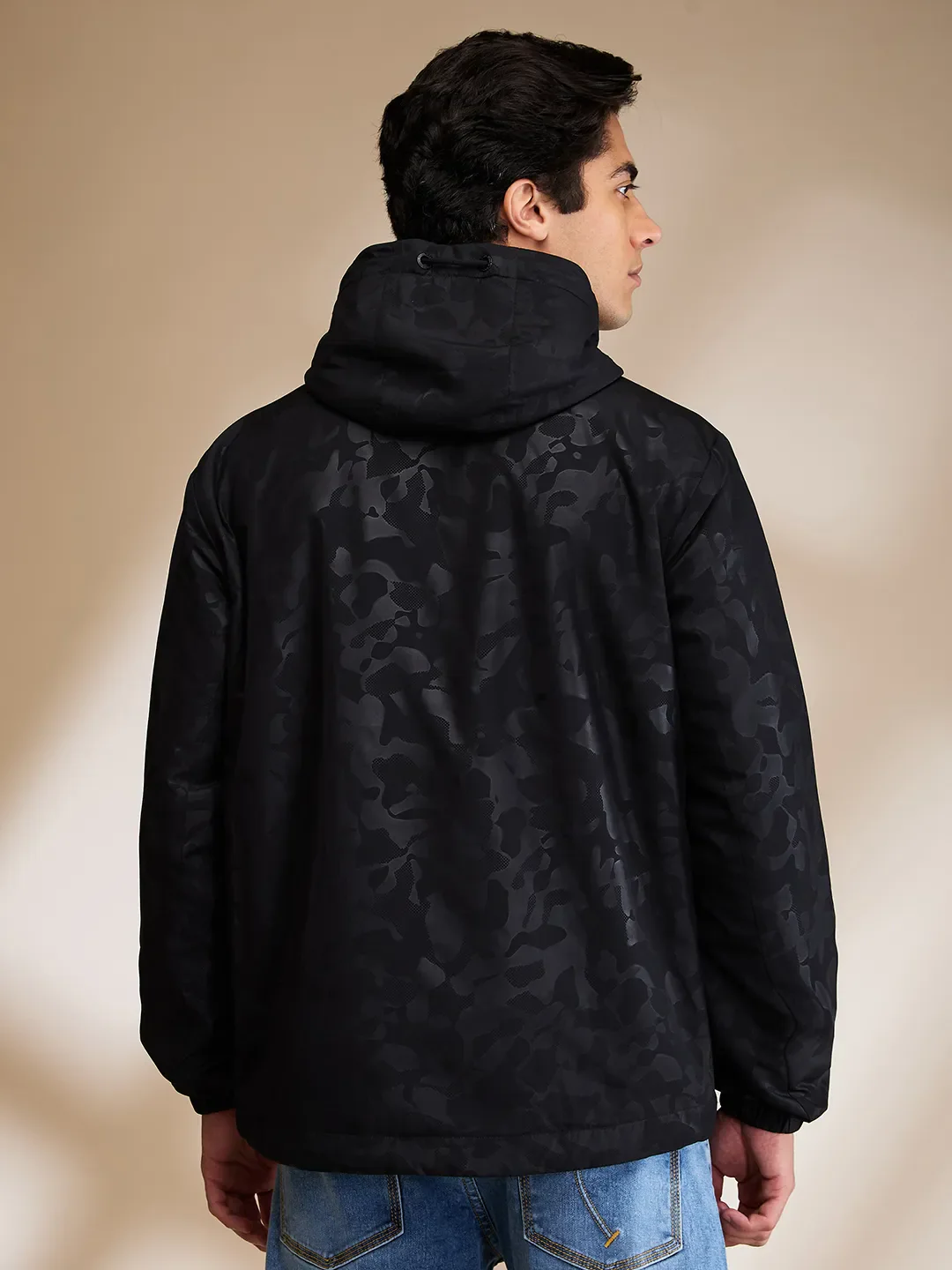 Black Regular Fit Men's Jacket by Being Human Clothing - Image 3