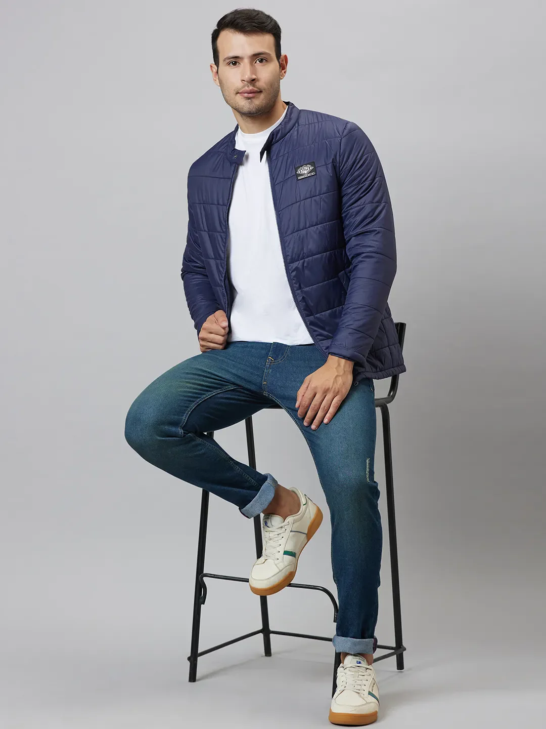 Blue Regular Fit Men's Jacket by Being Human Clothing - Image 6