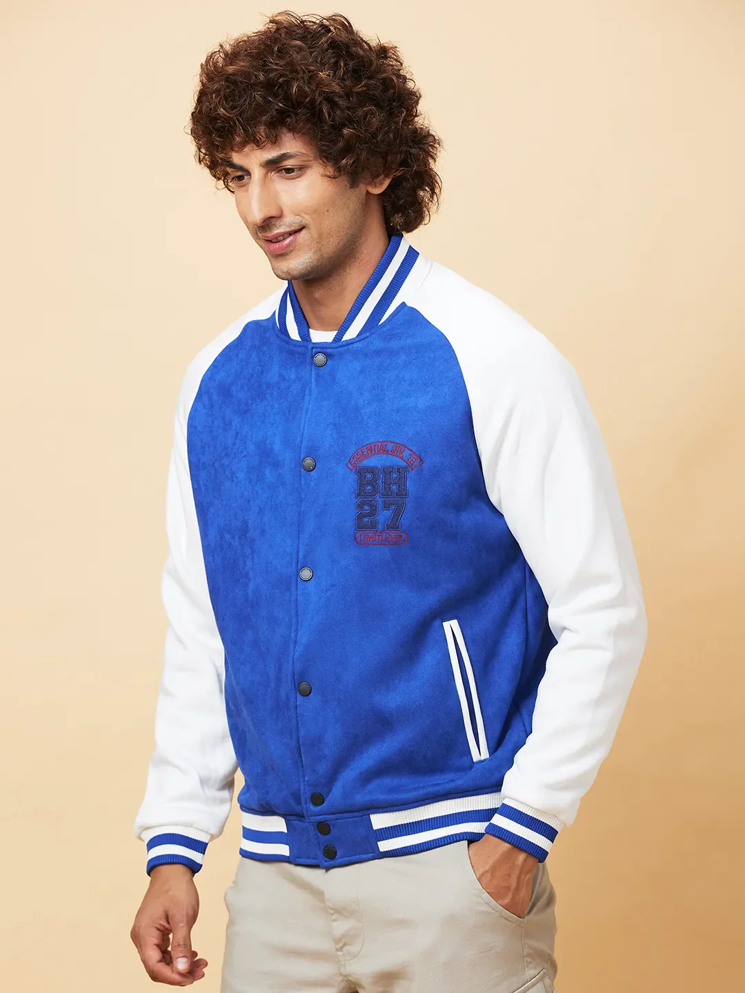 Blue Regular Fit Men's Jacket by Being Human Clothing - Image 4