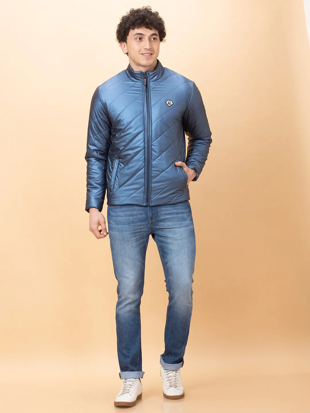Blue Regular Fit Men's Jacket by Being Human Clothing - Image 2