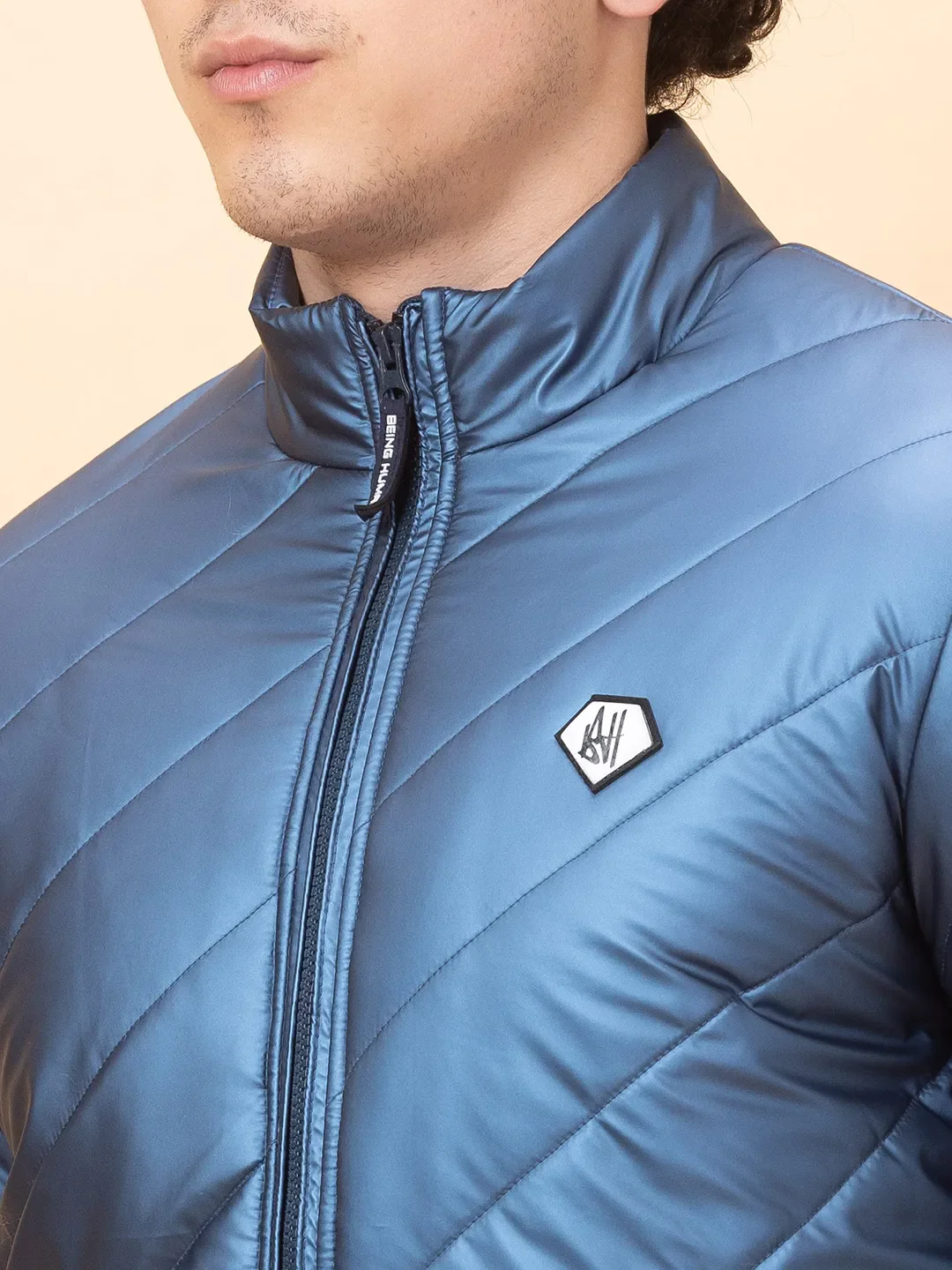 Blue Regular Fit Men's Jacket by Being Human Clothing - Image 5