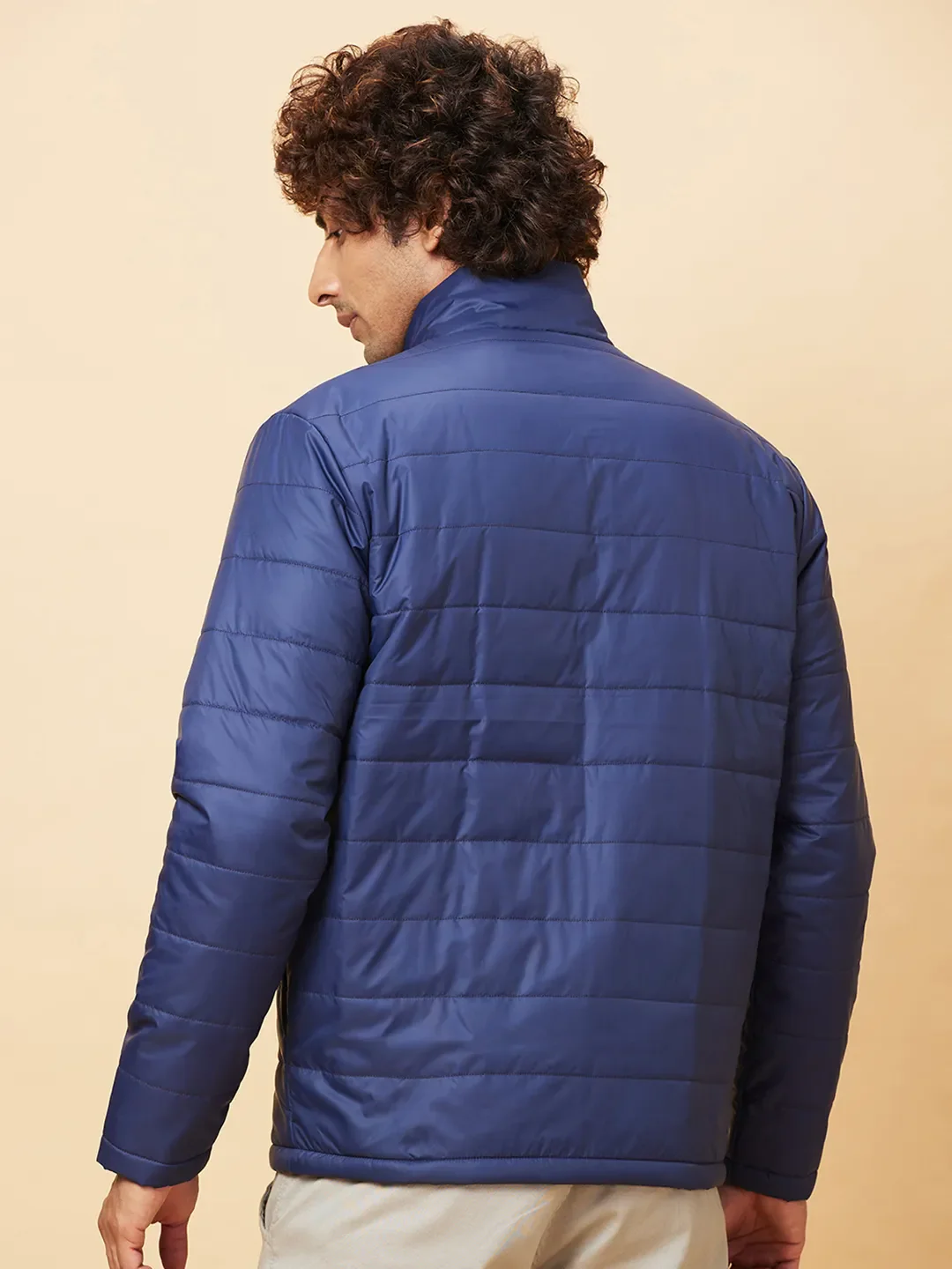Navy Regular Fit Men's Jacket by Being Human Clothing - Image 3