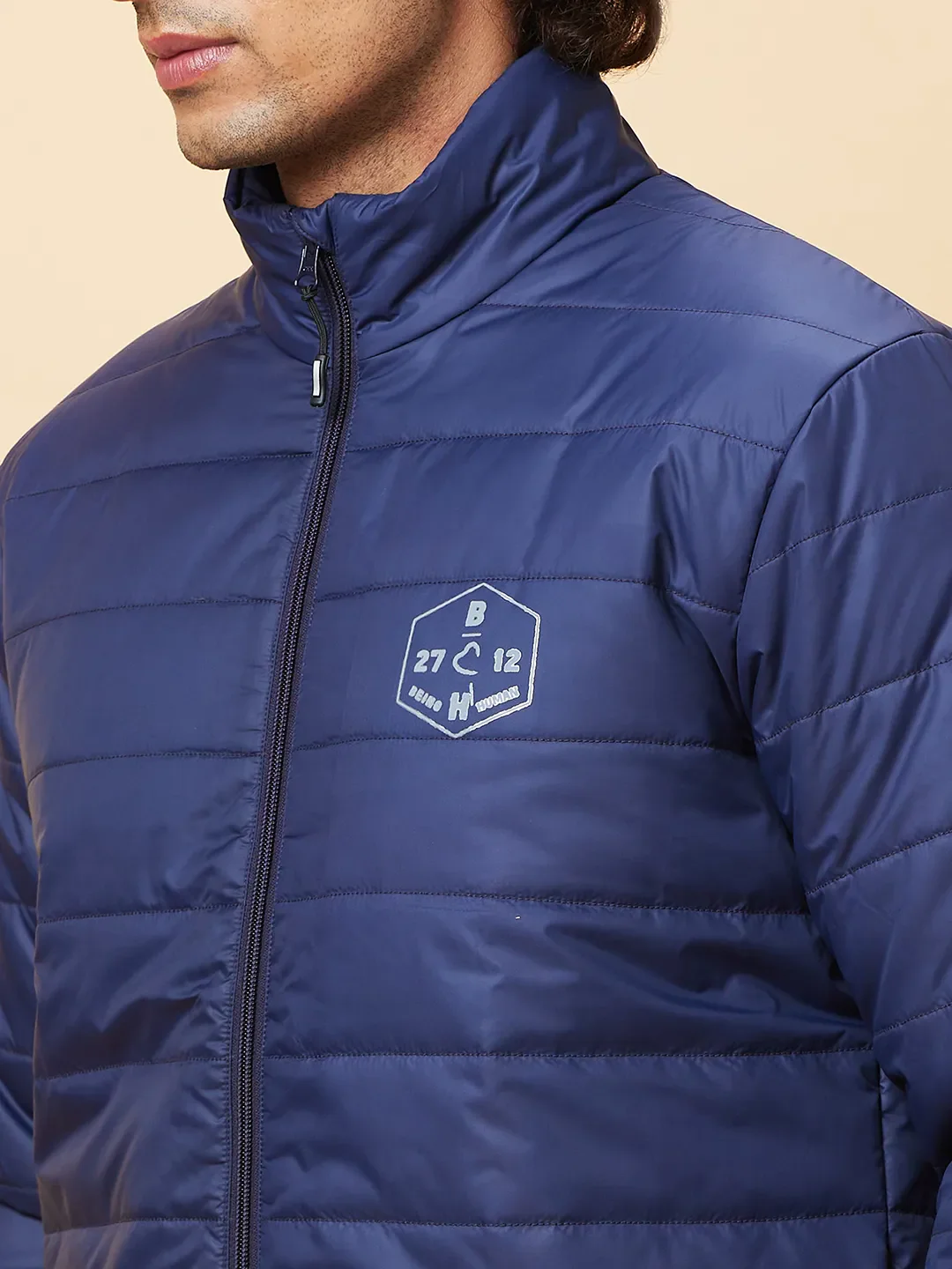 Navy Regular Fit Men's Jacket by Being Human Clothing - Image 5