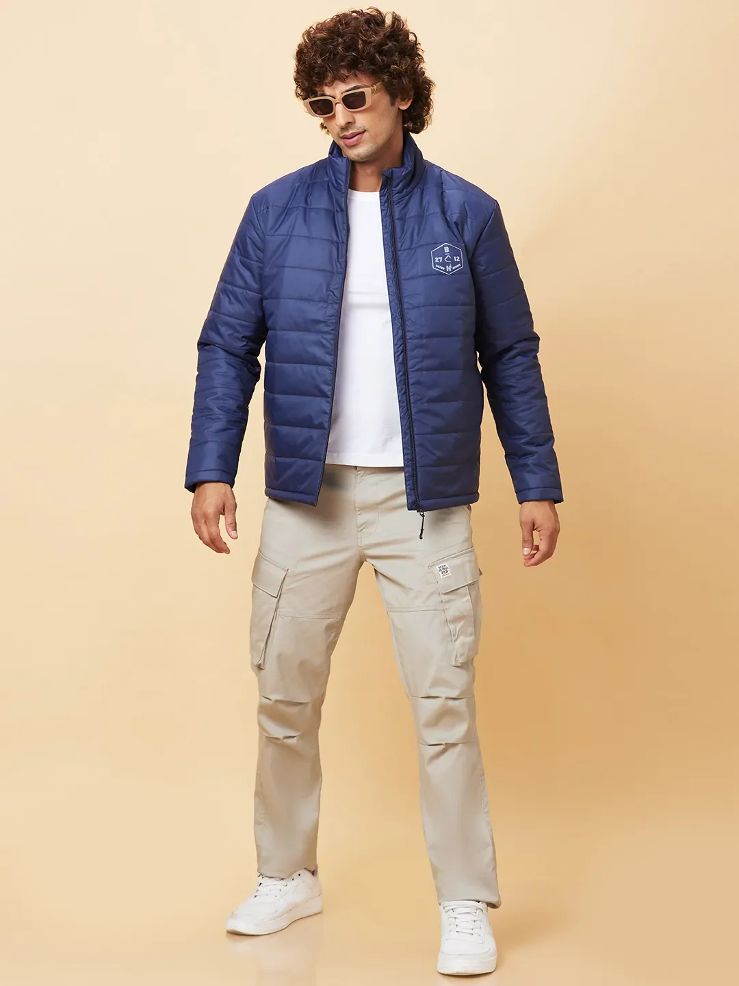 Navy Regular Fit Men's Jacket by Being Human Clothing - Image 6
