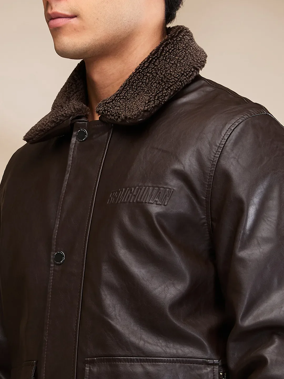 Brown Regular Fit Long Sleeves Men's Jacket by Being Human Clothing - Image 5