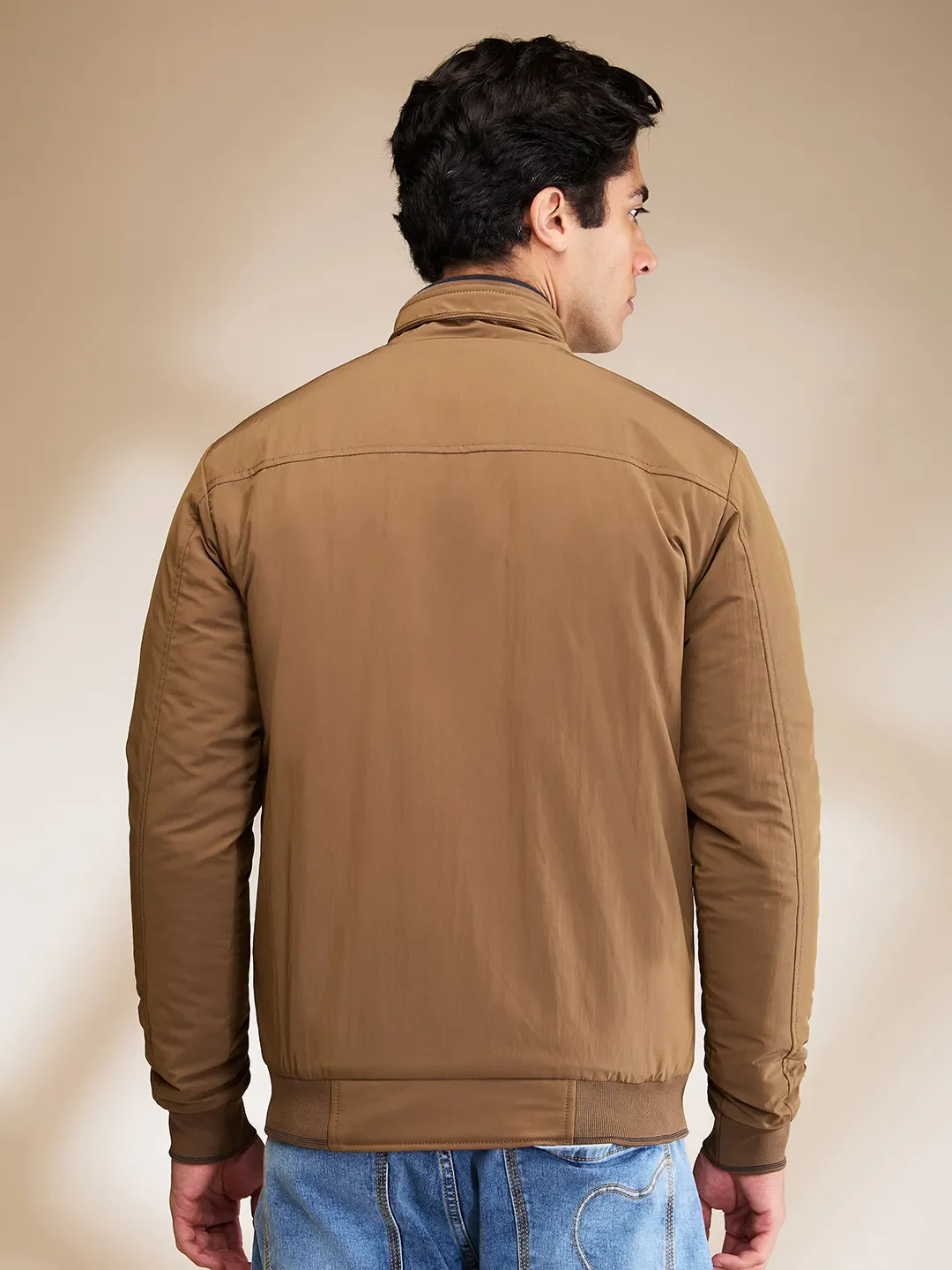 Brown Regular Fit Men's Jacket by Being Human Clothing - Image 3