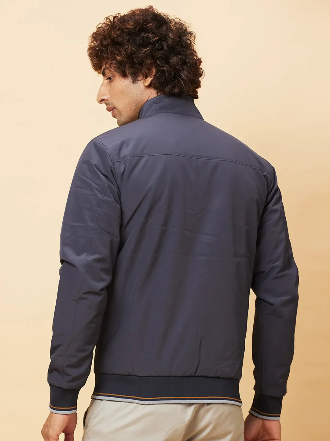 Grey Regular Fit Men's Jacket by Being Human Clothing - Image 3