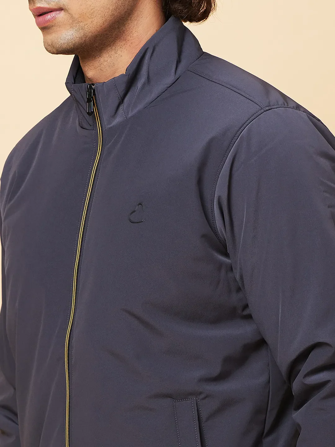 Grey Regular Fit Men's Jacket by Being Human Clothing - Image 5