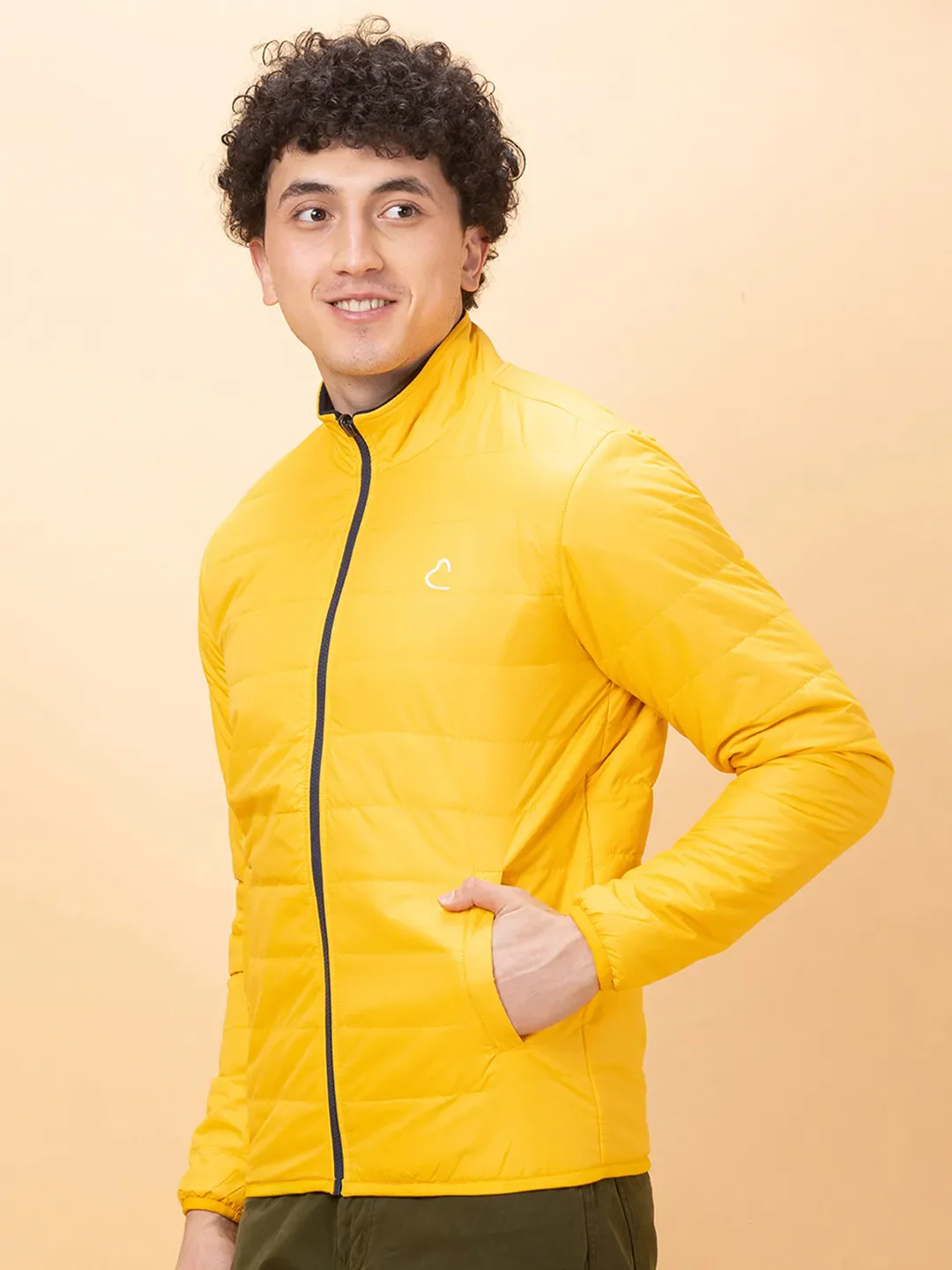 Cream Regular Fit Men's Jacket by Being Human Clothing - Image 4