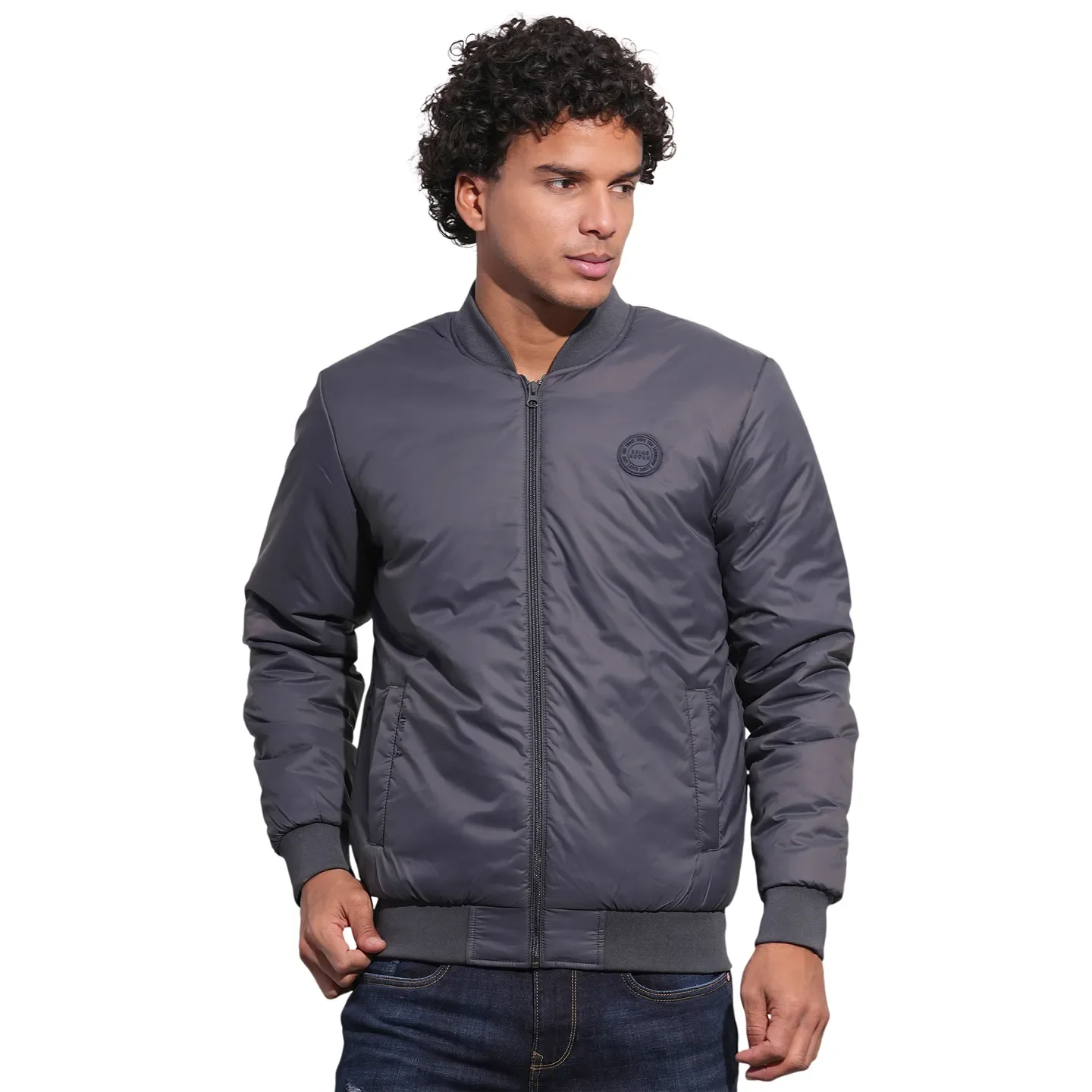 Grey Regular Fit Men's Jacket by Being Human Clothing