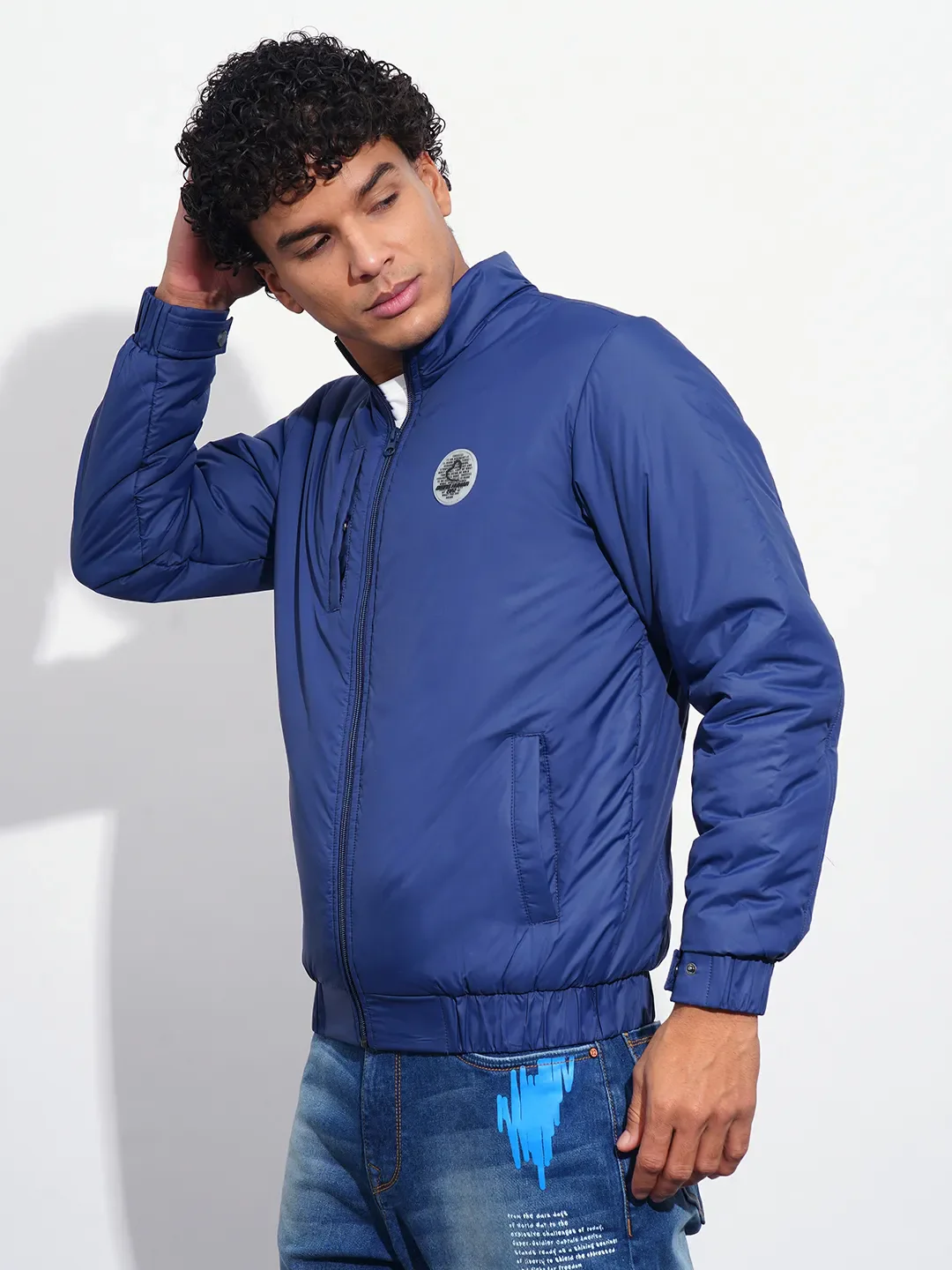 Blue Regular Fit Men's Jacket by Being Human Clothing - Image 2