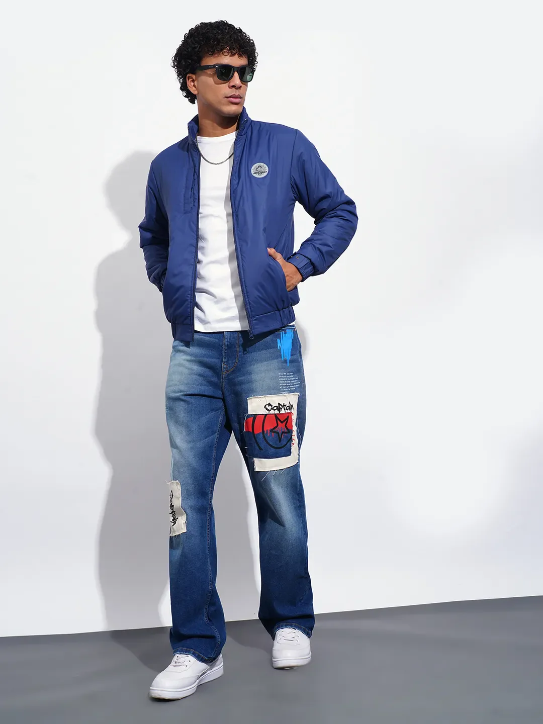 Blue Regular Fit Men's Jacket by Being Human Clothing - Image 4
