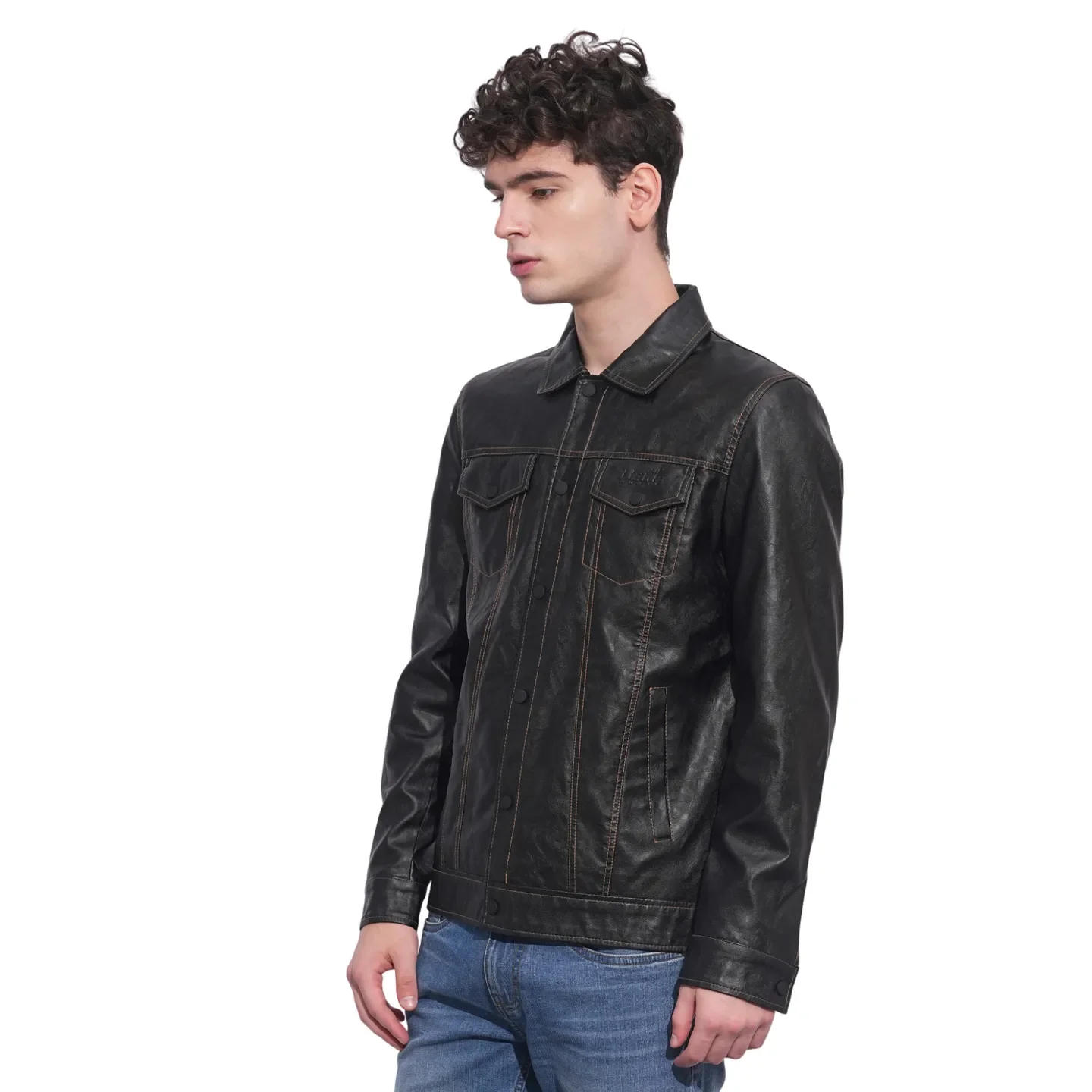 Dark Navy Regular Fit Men's Jacket by Being Human Clothing - Image 2