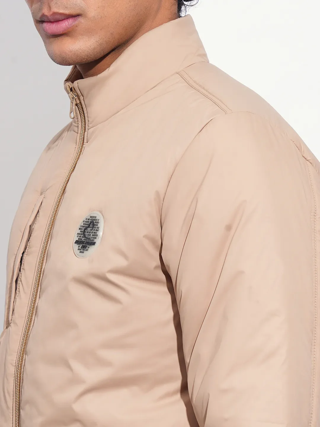 Beige Regular Fit Men's Jacket by Being Human Clothing - Image 5