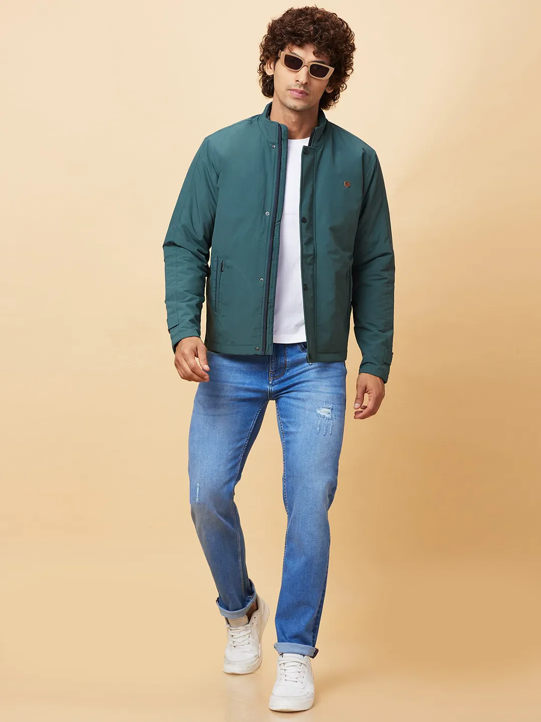 Forest Green Regular Fit Men's Jacket by Being Human Clothing - Image 6