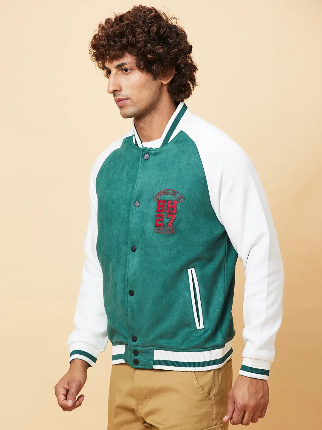 Green Regular Fit Men's Jacket by Being Human Clothing - Image 4